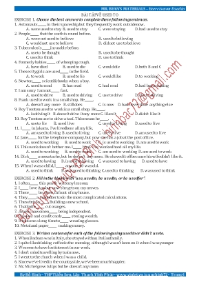 Bài tập về Used to - Tiếng Anh Lớp 7 - Đỗ Bình